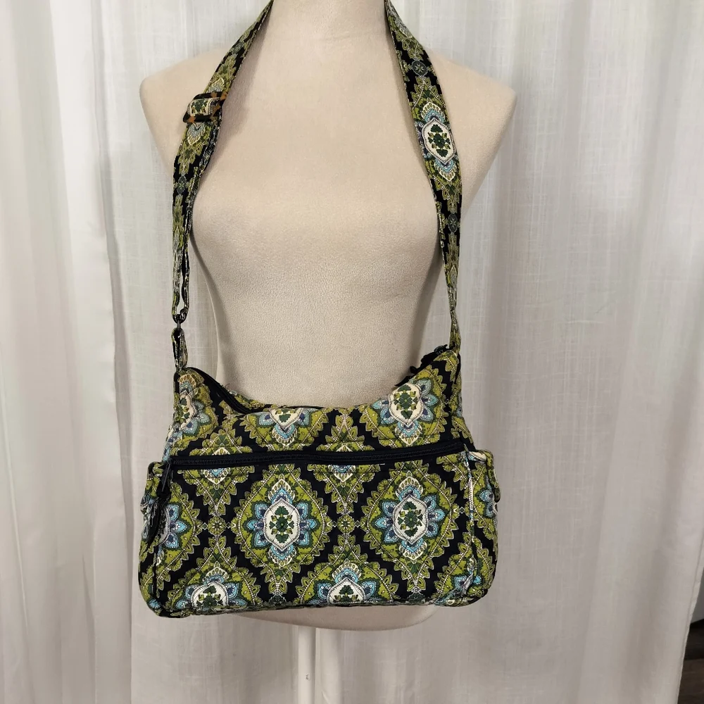 2/$30 Vera Bradley Cambridge Green Shoulder‎ Bag Purse Adjustable Strap OS